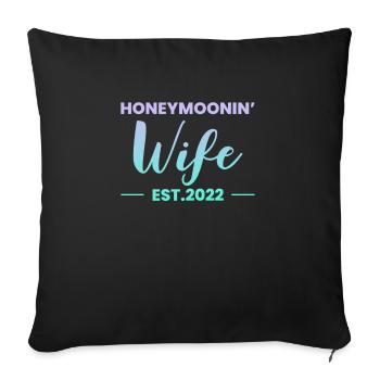 Honeymoon Wife Est 2022 - Sofa pillowcase 17,3'' x 17,3'' (45 x 45 cm) - black - Front