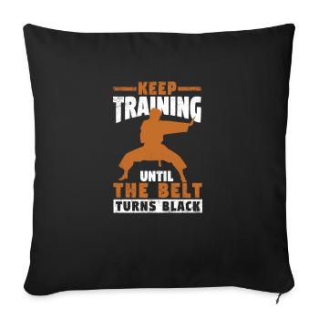 Un entraîneur de karaté continue de s’entraîner - Housse de coussin décorative 45 x 45 cm - noir - Devant