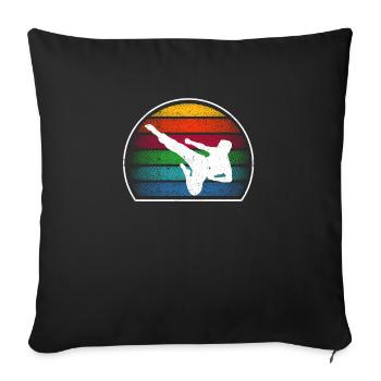 Karaté Retro Sunset 80s Style Combat - Housse de coussin décorative 45 x 45 cm - noir - Devant