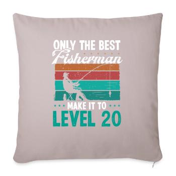 20 Fishing Level 20 Year Old Angler Fisherman - Sofa pillowcase 17,3'' x 17,3'' (45 x 45 cm) - light taupe - Front