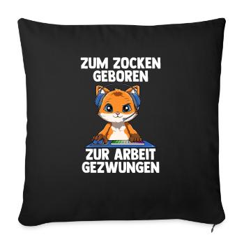 Gamer Fuchs - Computerspiele Online Spiele - Sofakissenbezug 45 x 45 cm - Schwarz - Vorne
