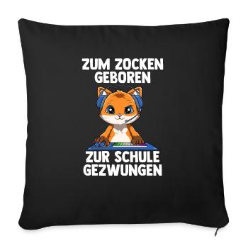 Gaming Fuchs - Computerspiele Online Spiele - Sofakissenbezug 45 x 45 cm - Schwarz - Vorne