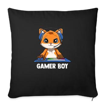 Zocken Jungs Fuchs - Computerspiele Videospiele - Sofakissenbezug 45 x 45 cm - Schwarz - Vorne