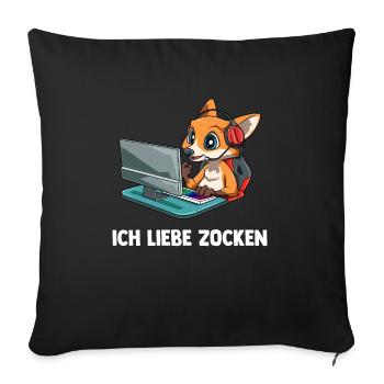 Ich Liebe Computer Zocken - Gaming Fuchs Computer - Sofakissenbezug 45 x 45 cm - Schwarz - Vorne