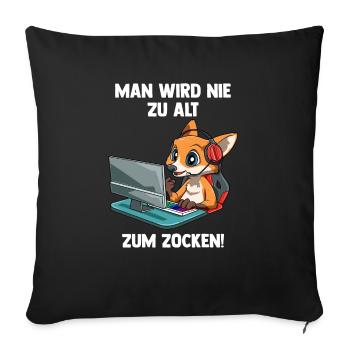 Lustiger Gaming Fuchs - Computer Spiele - Sofakissenbezug 45 x 45 cm - Schwarz - Vorne