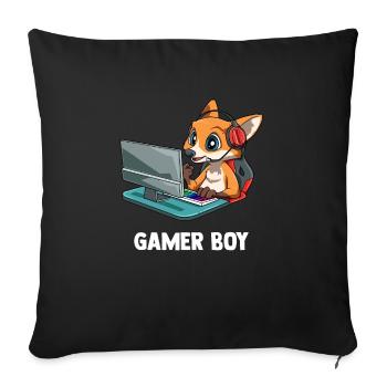 Zocken Jungs Fuchs - Computer Spiele Videospiele - Sofakissenbezug 45 x 45 cm - Schwarz - Vorne