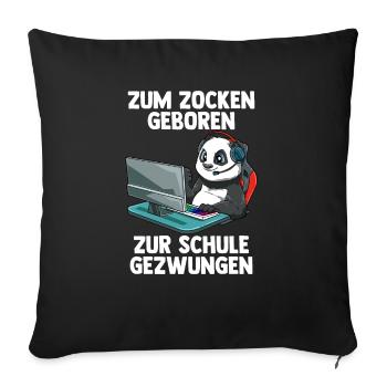 Gaming Panda - Computer Spiele Online Spiele - Sofakissenbezug 45 x 45 cm - Schwarz - Vorne