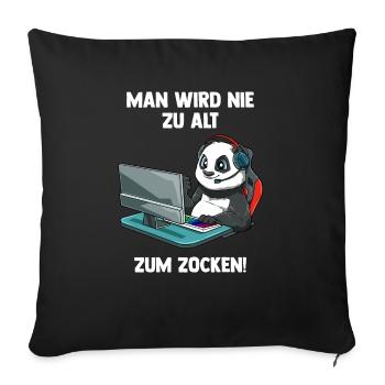 Lustiger Gaming Panda - Computer Spiele - Sofakissenbezug 45 x 45 cm - Schwarz - Vorne