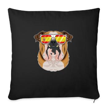 English Bulldog I Spain Sunglasses I Spanish Flag - Sofa pillowcase 17,3'' x 17,3'' (45 x 45 cm) - black - Front