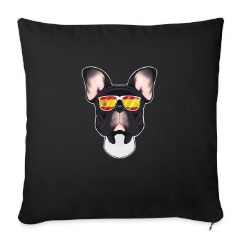 French Bulldog I Spain Sunglasses I Spanish Flag - Sofa pillowcase 17,3'' x 17,3'' (45 x 45 cm) - black - Front