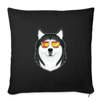 Husky I Lunettes de soleil Espagne I Drapeau espagnol - Housse de coussin décorative 45 x 45 cm - noir - Devant