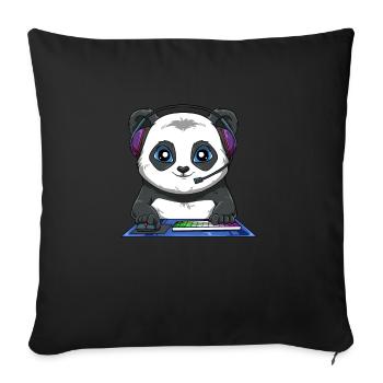 Lustiger Videospiel-Panda - Computerspiel-Fuchs - Sofakissenbezug 45 x 45 cm - Schwarz - Vorne