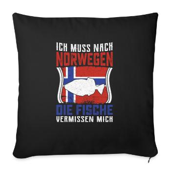 Angeln in Norwegen Angeltour Norwegen - Sofakissenbezug 45 x 45 cm - Schwarz - Vorne