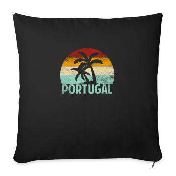 Portugal Souvenir Palm Trees Summer Sun Sea Beach - Sofa pillowcase 17,3'' x 17,3'' (45 x 45 cm) - black - Front