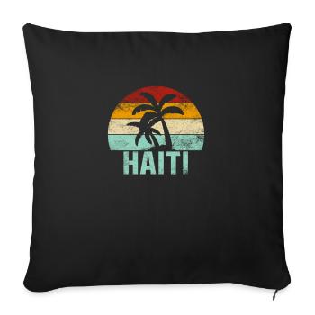 Haiti Souvenir Palmen Sommer Sonne Meer Strand - Sofakissenbezug 45 x 45 cm - Schwarz - Vorne