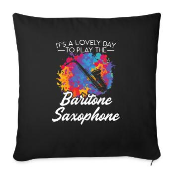 Une belle journée pour jouer du saxophone baryton - Housse de coussin décorative 45 x 45 cm - noir - Devant
