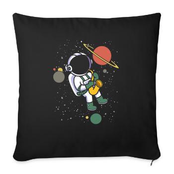 Astronaute Saxophone Saxophoniste Musicien - Housse de coussin décorative 45 x 45 cm - noir - Devant