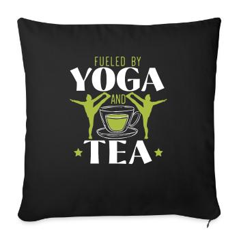 Alimenté par le yoga et l’exercice de tee méditer le yoga - Housse de coussin décorative 45 x 45 cm - noir - Devant