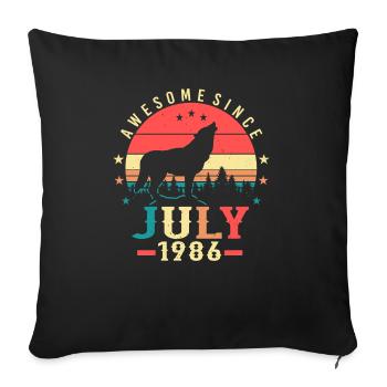 Vœux d’anniversaire pour juillet 1986 - Housse de coussin décorative 45 x 45 cm - noir - Devant