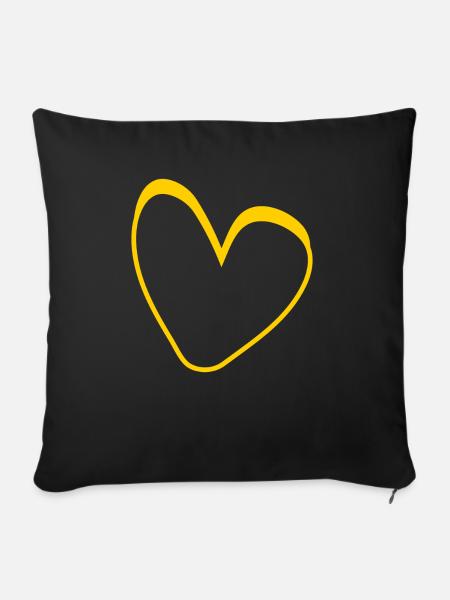 Gelbes Herz Simpel Design - Sofakissenbezug 45 x 45 cm - Schwarz