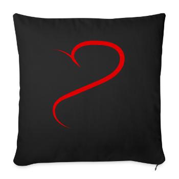 Demi-cœur rouge - Housse de coussin décorative 45 x 45 cm - noir - Devant
