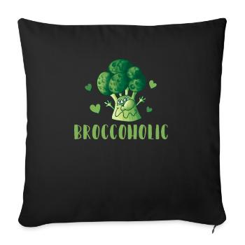 Broccoholic alimentation saine aliments à base de plantes - Housse de coussin décorative 45 x 45 cm - noir - Devant