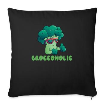 Broccoholic Végétalien Végétarien et Végétarien - Housse de coussin décorative 45 x 45 cm - noir - Devant