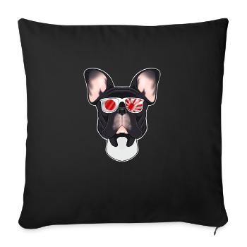 French Bulldog Japan Sunglasses I Japanese Flag - Sofa pillowcase 17,3'' x 17,3'' (45 x 45 cm) - black - Front