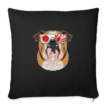 English Bulldog Japan Sunglasses I Japanese Flag - Sofa pillowcase 17,3'' x 17,3'' (45 x 45 cm) - black - Front