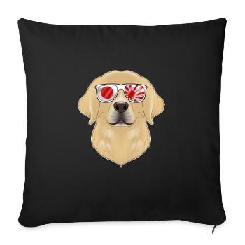 Labrador Japan Sunglasses I Japanese Flag - Sofakissenbezug 45 x 45 cm - Schwarz - Vorne