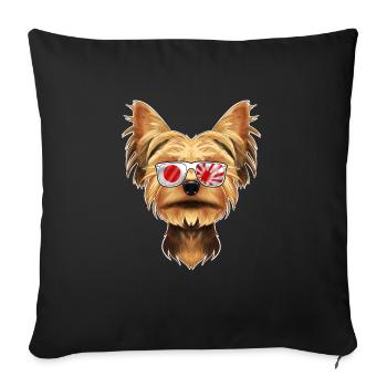 Yorkshire Terrier Japan Sunglasses I Japanese Flag - Sofa pillowcase 17,3'' x 17,3'' (45 x 45 cm) - black - Front