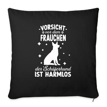 Lustiges Schäferhund Frauchen Motiv Hundeschule - Sofakissenbezug 45 x 45 cm - Schwarz - Vorne