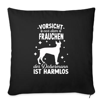 Lustig Dobermann Frauchen Hundeliebe Dobermann - Sofakissenbezug 45 x 45 cm - Schwarz - Vorne