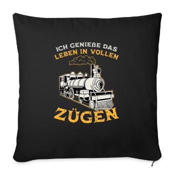 Zugticket Bahnfahren Lockführer Zug Schaffner - Sofakissenbezug 45 x 45 cm - Schwarz - Vorne