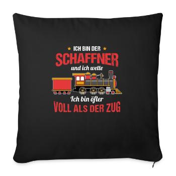 Zugticket Bahnfahren Lockführer Zug Schaffner - Sofakissenbezug 45 x 45 cm - Schwarz - Vorne