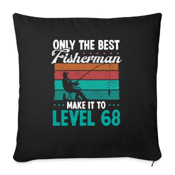 68 Niveau de pêche Pêcheur pêcheur de 68 ans - Housse de coussin décorative 45 x 45 cm - noir - Devant