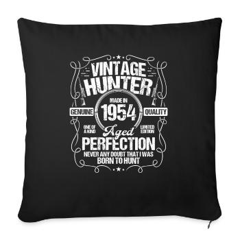 1954 Chasse au chien chasseur de sanglier 1954 Année de naissance - Housse de coussin décorative 45 x 45 cm - noir - Devant