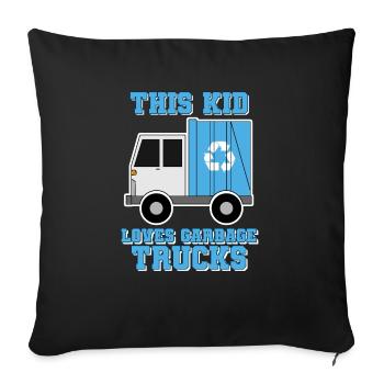 Garbage Truck Love Garbage Collection Child Boy I Gift - Sofa pillowcase 17,3'' x 17,3'' (45 x 45 cm) - black - Front