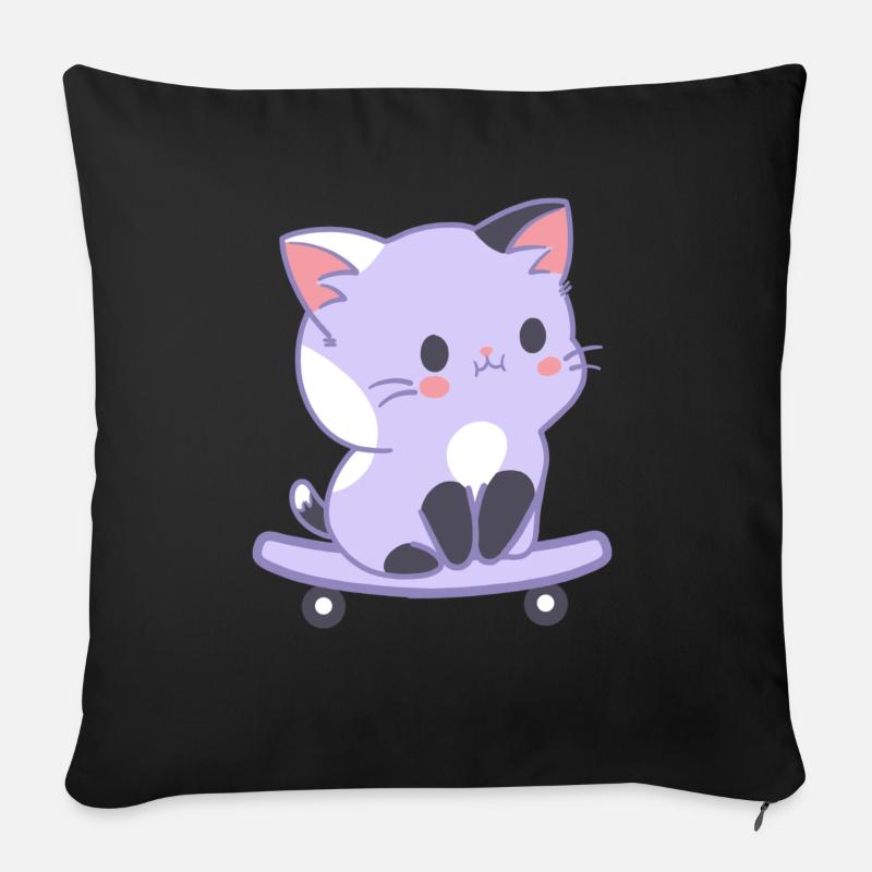 skater Cat - Sofakissenbezug 45 x 45 cm - Schwarz
