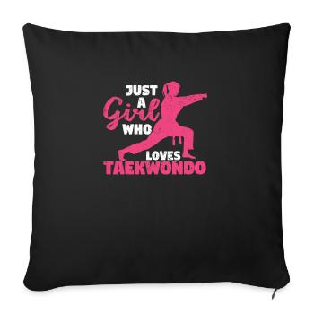 Juste une fille qui aime le taekwondo drôle d’arts martiaux - Housse de coussin décorative 45 x 45 cm - noir - Devant