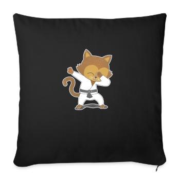 Lustige Dabbing Karate Katze Kampfsport Kätzchen - Sofakissenbezug 45 x 45 cm - Schwarz - Vorne