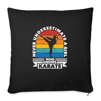 Kampfsportarten Unterschätze niemals ein Mädchen - Sofakissenbezug 45 x 45 cm - Schwarz - Vorne