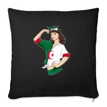 Fille algérienne incassable I Patrimoine algérien I - Housse de coussin décorative 45 x 45 cm - noir - Devant
