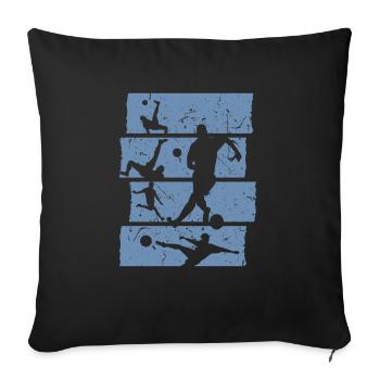 Fußball T-Shirt Retro Vintage Fußballspieler - Sofakissenbezug 45 x 45 cm - Schwarz - Vorne