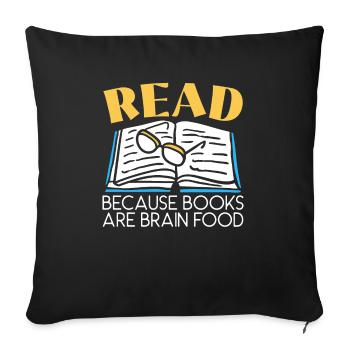 Lire parce que les livres sont un rat de bibliothèque de nourriture pour le cerveau - Housse de coussin décorative 45 x 45 cm - noir - Devant