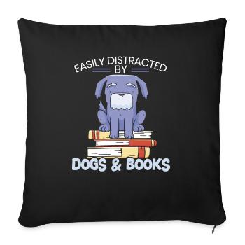 Facilement distrait par les chiens et les livres Puppy Bookworm - Housse de coussin décorative 45 x 45 cm - noir - Devant