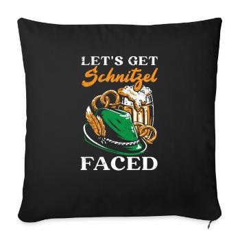 Obtenons Schnitzel Face Buveur de bière - Housse de coussin décorative 45 x 45 cm - noir - Devant