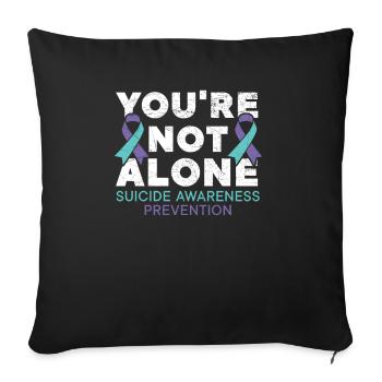 Vous n’êtes pas seul sensibilisation à la prévention du suicide - Housse de coussin décorative 45 x 45 cm - noir - Devant