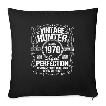1970 Chasse au chien chasseur de sanglier 1970 Année de naissance - Housse de coussin décorative 45 x 45 cm - noir - Devant