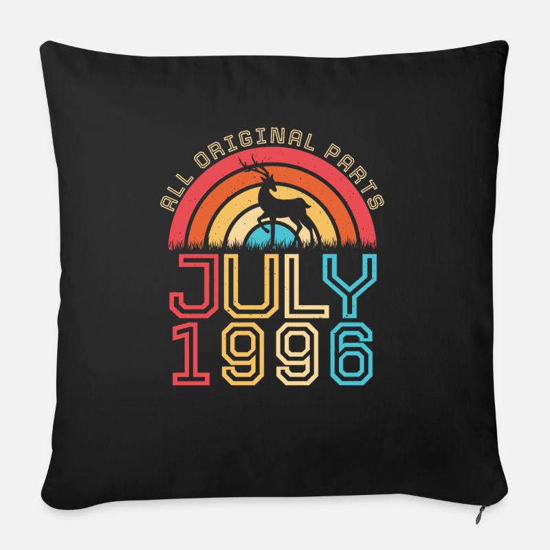 Mois de naissance : juillet 1996 - Housse de coussin décorative 45 x 45 cm - noir